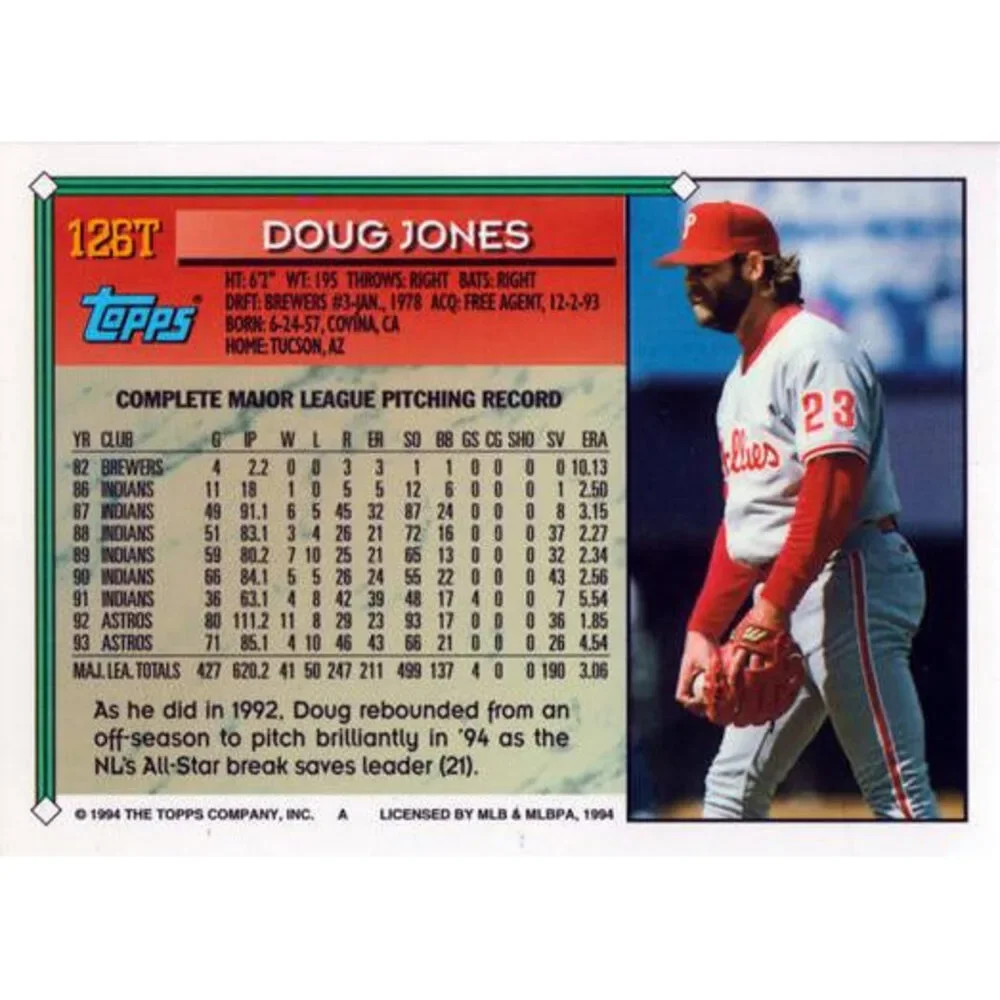 1994 Topps Traded Doug Jones 126T Philadelphia Phillies